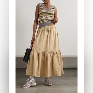Ganni Flounce Tiered Ankle-Length Skirt